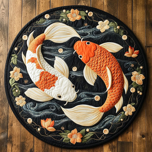 Koi Yin Yang WY0508008CL Quilted Round Mat