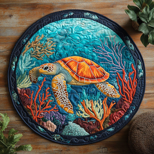 Sea Turtle CW0407047CL Quilted Round Mat