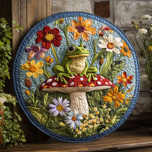 Frog Garden CW3004059CL Quilted Round Mat