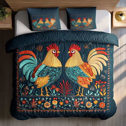 Bright Rooster Chicken WN1411059CL Duvet Cover Set