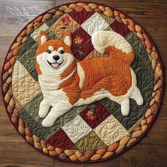Playful Shiba CP1207040CL Quilted Round Mat