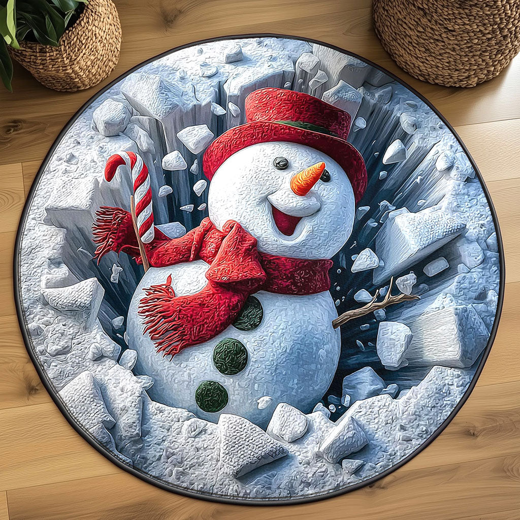 Peppermint Snowman WN1111070CL Quilted Round Mat