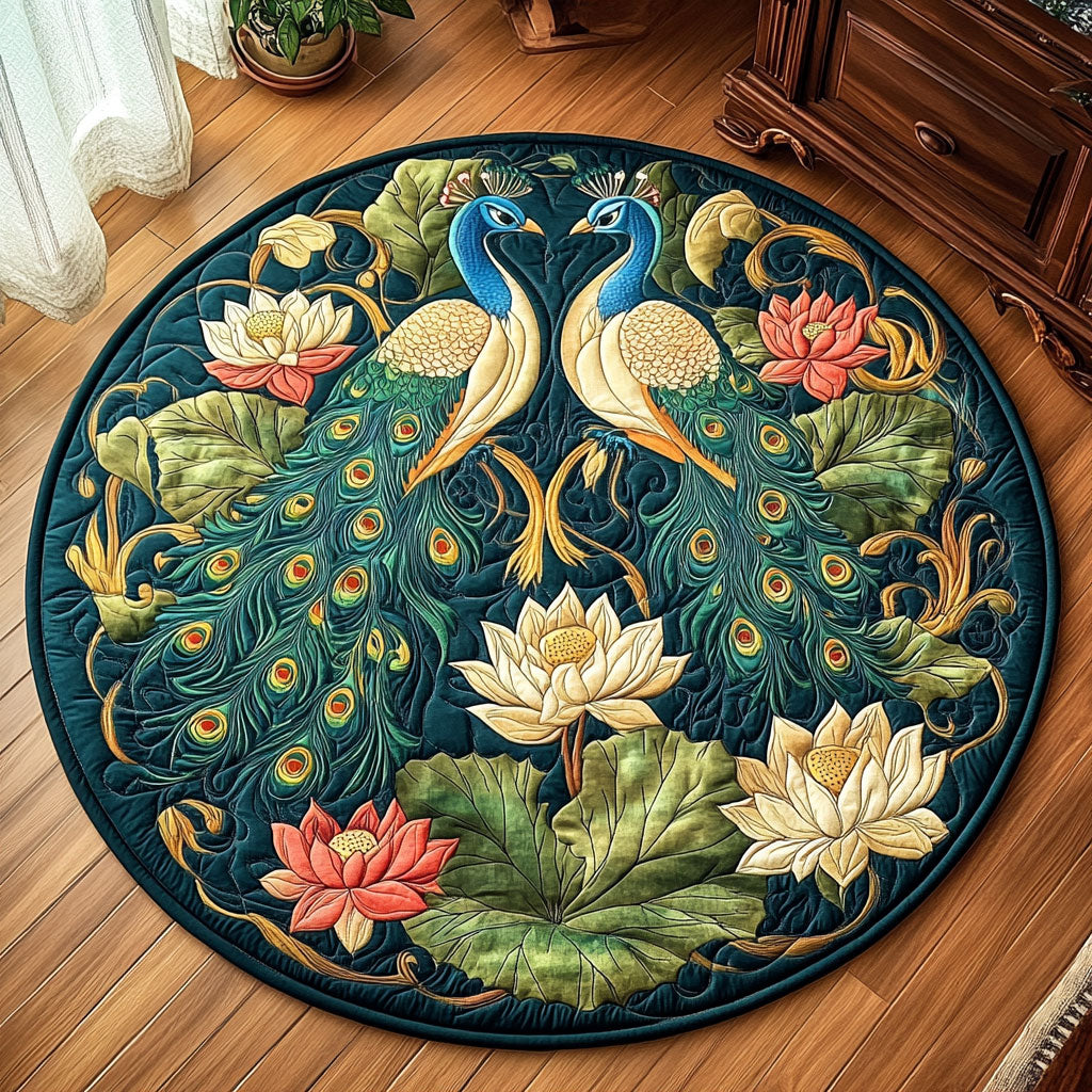 Jade Peacock Tapestry WY1408059CL Quilted Round Mat