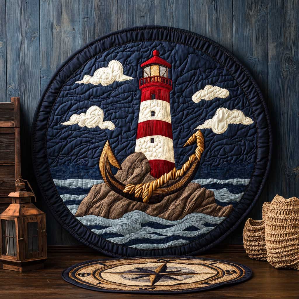 Ocean Lighthouse WN2103061CL Quilted Round Mat