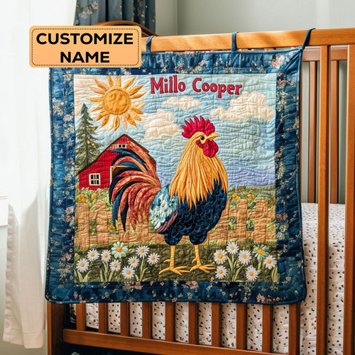 Rooster Meadow WY3107019CL Personalized Baby Quilt