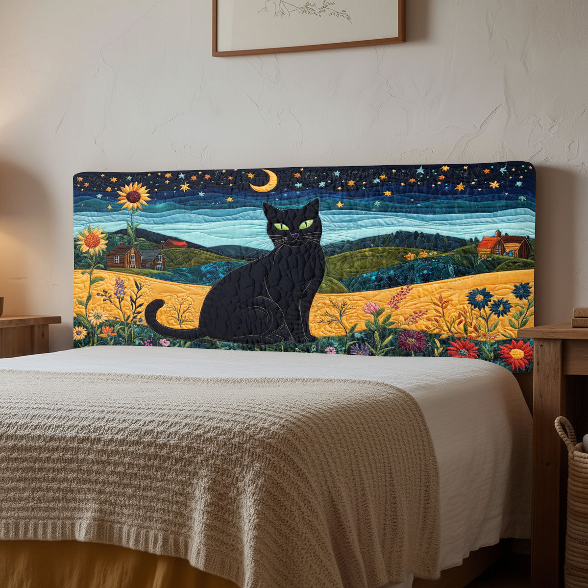 Starry Dreamy Cat CW2212034CL Quilted Headboard Slipcover