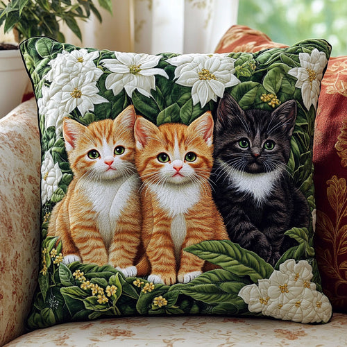 Kittens in Garden CW0701092CL Quilt Pillow Case