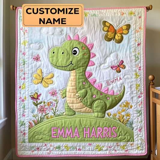Dino Flower Garden CW2107037CL Personalized Baby Quilt