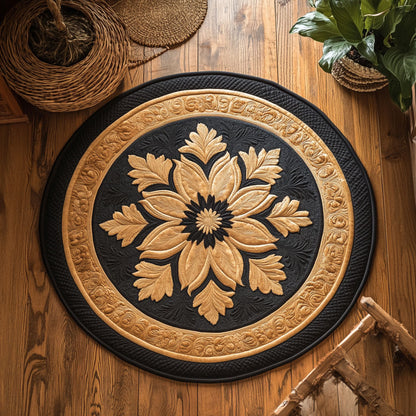 Gold Flower WY3005040CL Quilted Round Mat