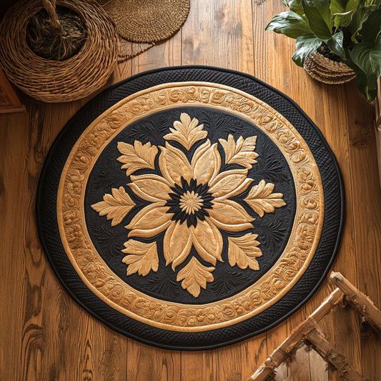 Gold Flower WY3005040CL Quilted Round Mat