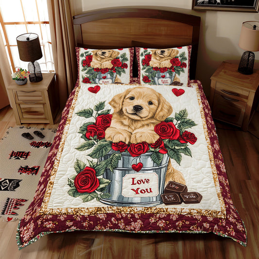 Golden Retriever Valentine WX2712078CL Duvet Cover Set