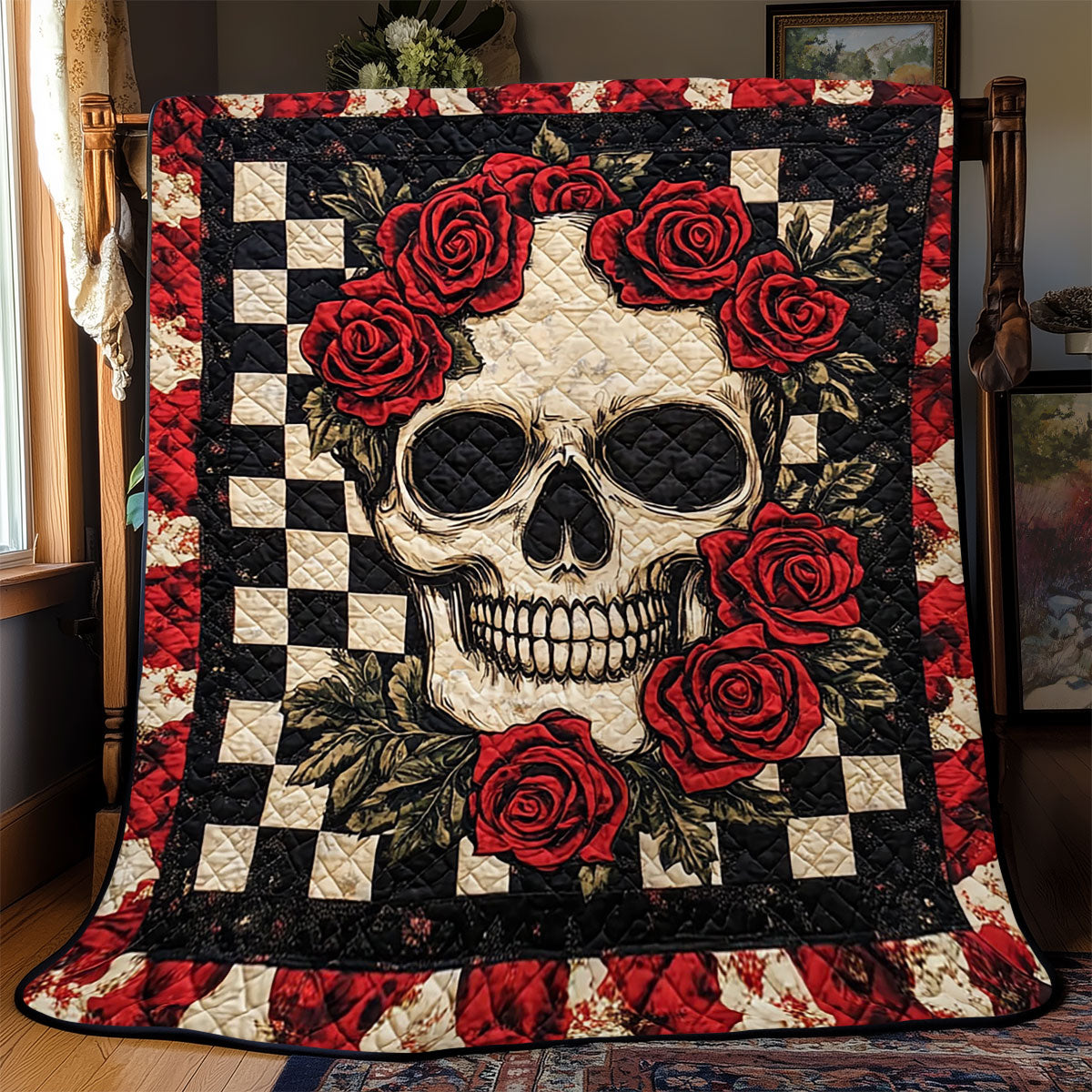 Red Rose Skull WJ0601010CL Quilt