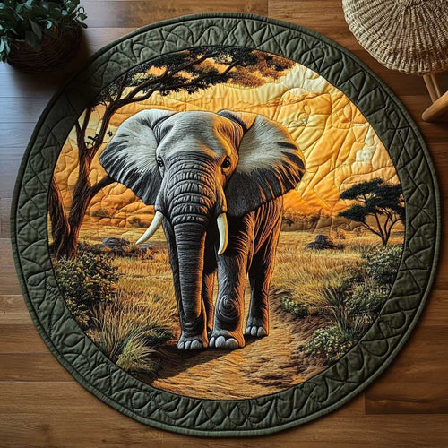 Safari Elephant WN1903050CL Quilted Round Mat