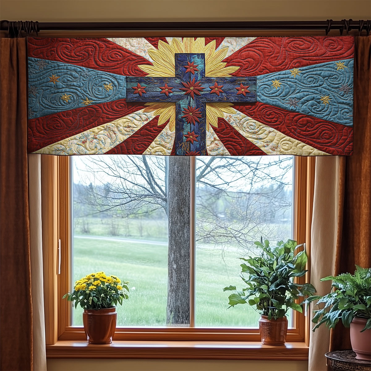 Cross Sunflower WX1305014CL Quilted Valance