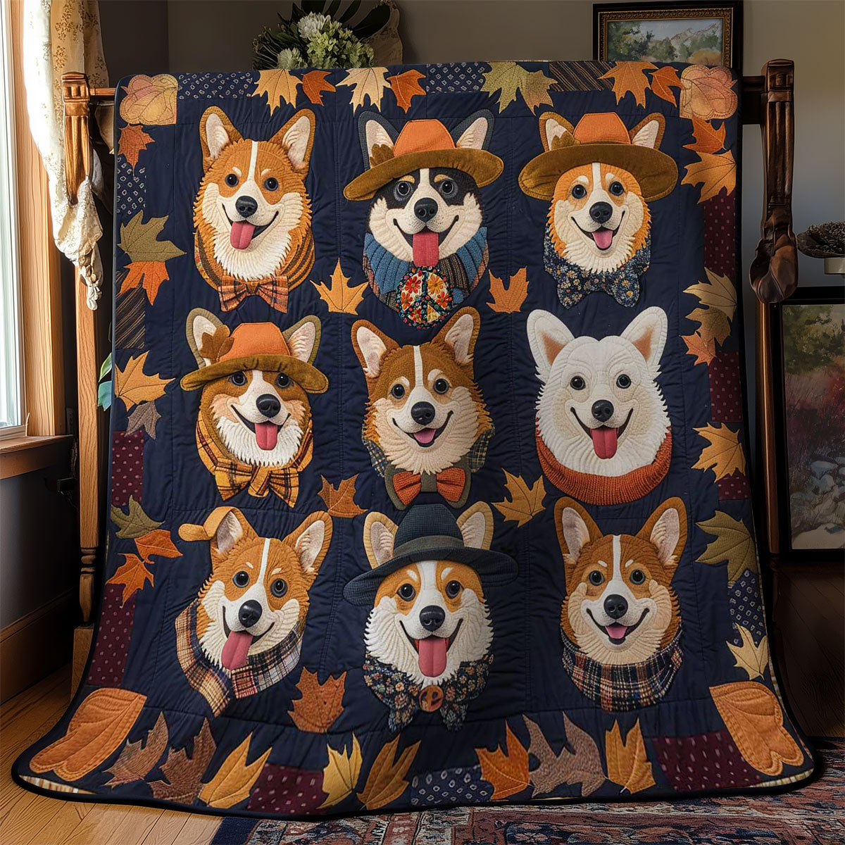 Corgi Fall Friends WN1610009CL Quilt