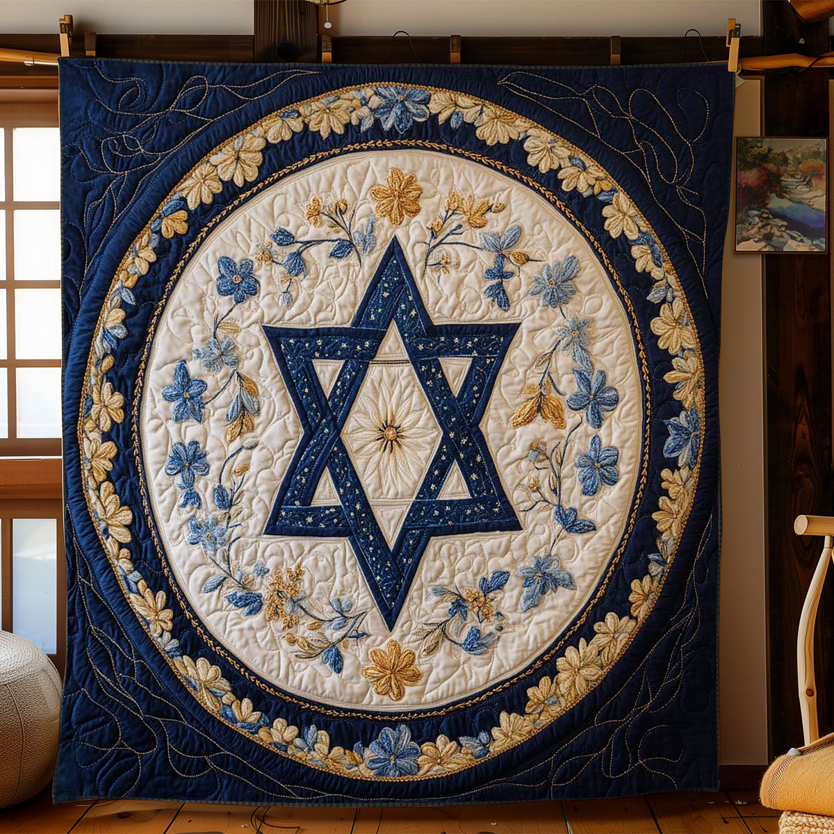 Celestial Jewish Star WN2203004CL Quilt