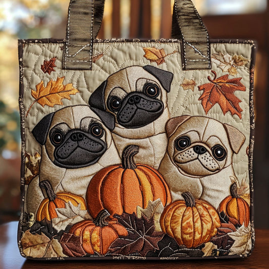 Autumn Pug CW2209001CL Quilted Tote Bag