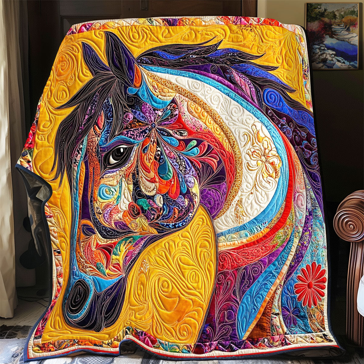 Patchwork Abstract Horse WY2512020CL Quilt
