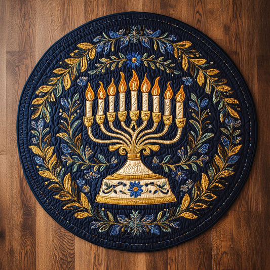 Shining Hanukkah Nights WN1407078CL Quilted Round Mat
