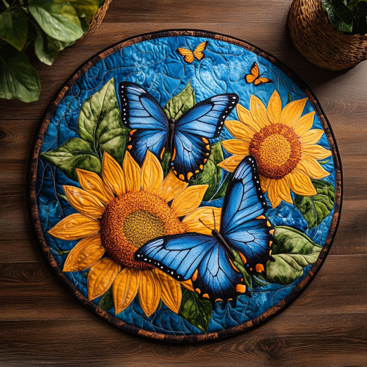 Sunflower Butterfly CW1507042CL Quilted Round Mat