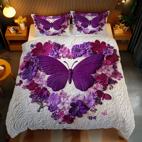 Purple Flower Butterfly WY2712124CL Duvet Cover Set