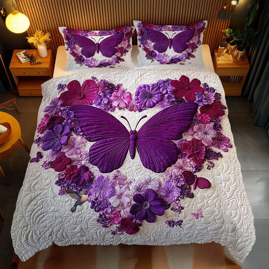 Purple Flower Butterfly WY2712124CL Duvet Cover Set