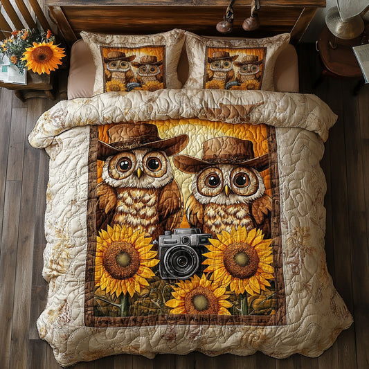 Couple Owl In Sunflower WY2901028CL Duvet Cover Set