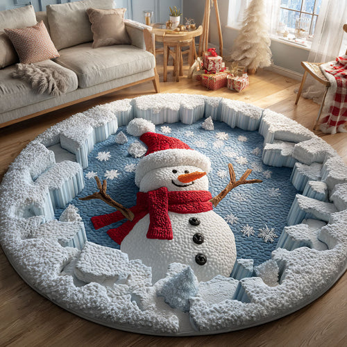 Frosty Snowman CW1111042CL Quilted Round Mat