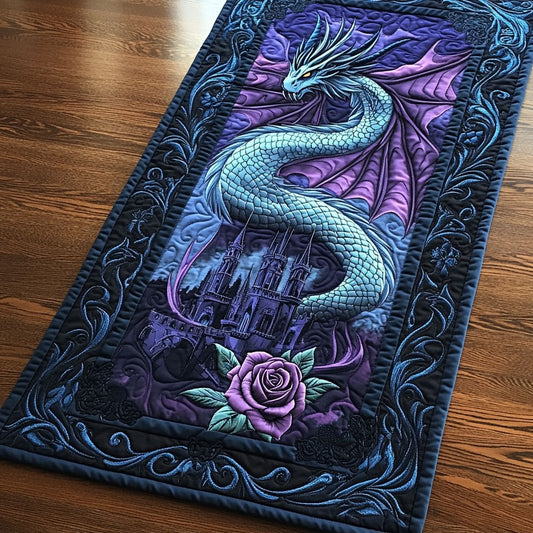 Purple Flower Dragon WY2605033CL Quilted Table Runner