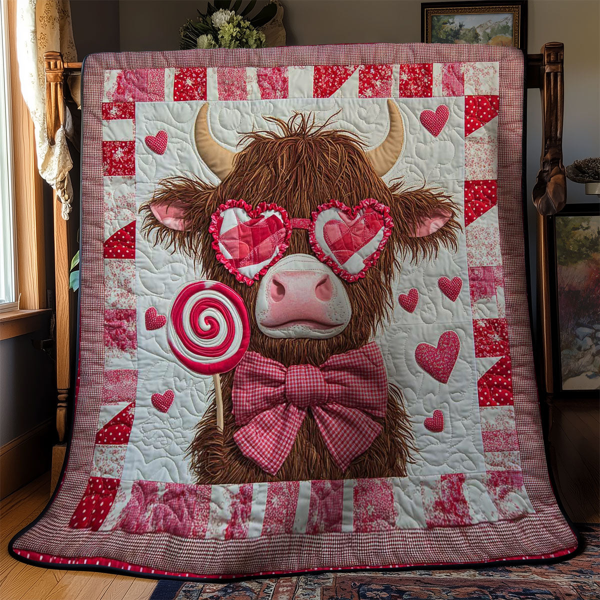 Valentine Highland Cow WN2612010CL Quilt