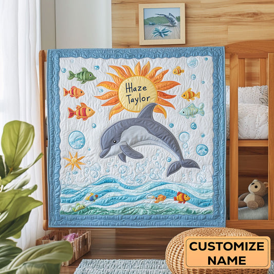 Sunny Dolphin WN2907093CL Personalized Baby Quilt