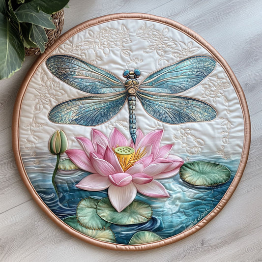 Dragonfly Lotus CW2406009CL Quilted Round Mat