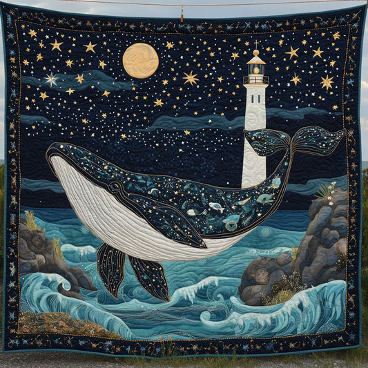 Lighthouse Whale Under Starry Night DH0410004CL Quilt
