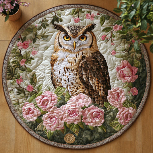 Floral Owl CW3006017CL Quilted Round Mat