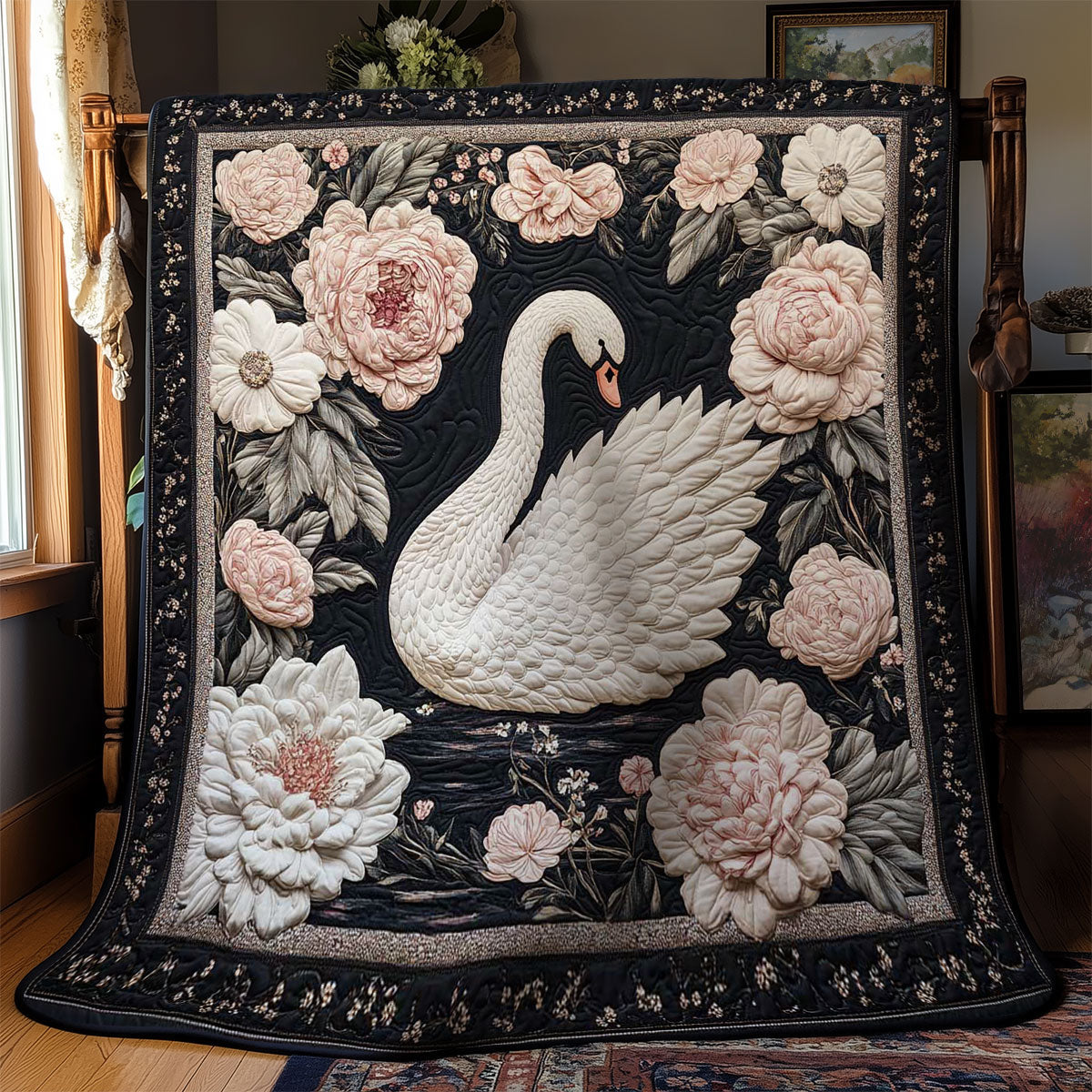 Serene White Swan WN2203086CL Quilt