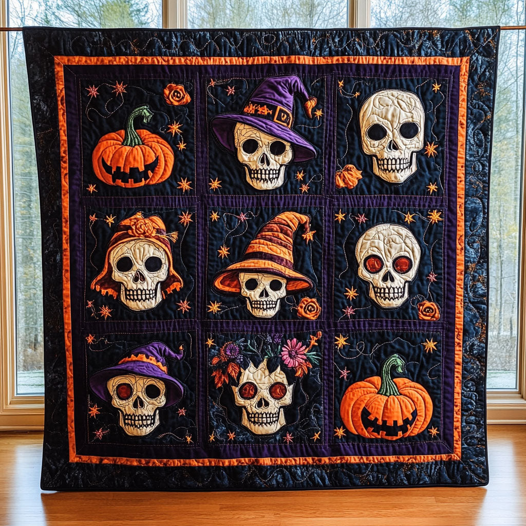 Pumpkin Skulls CP2608018CL Quilt