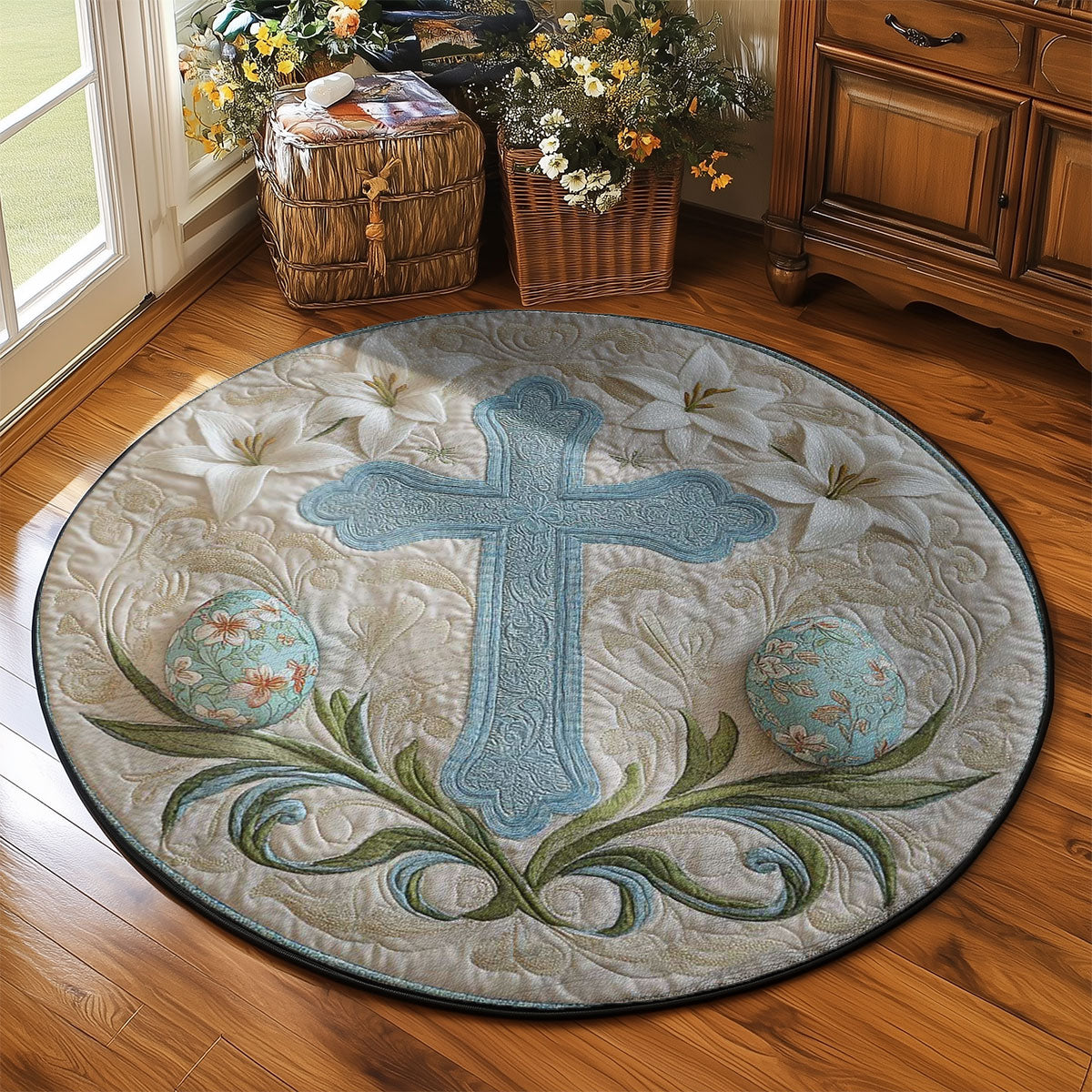 Easter Cross Light WN2203022CL Quilted Round Mat