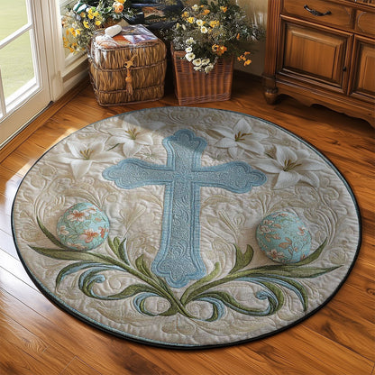 Easter Cross Light WN2203022CL Quilted Round Mat