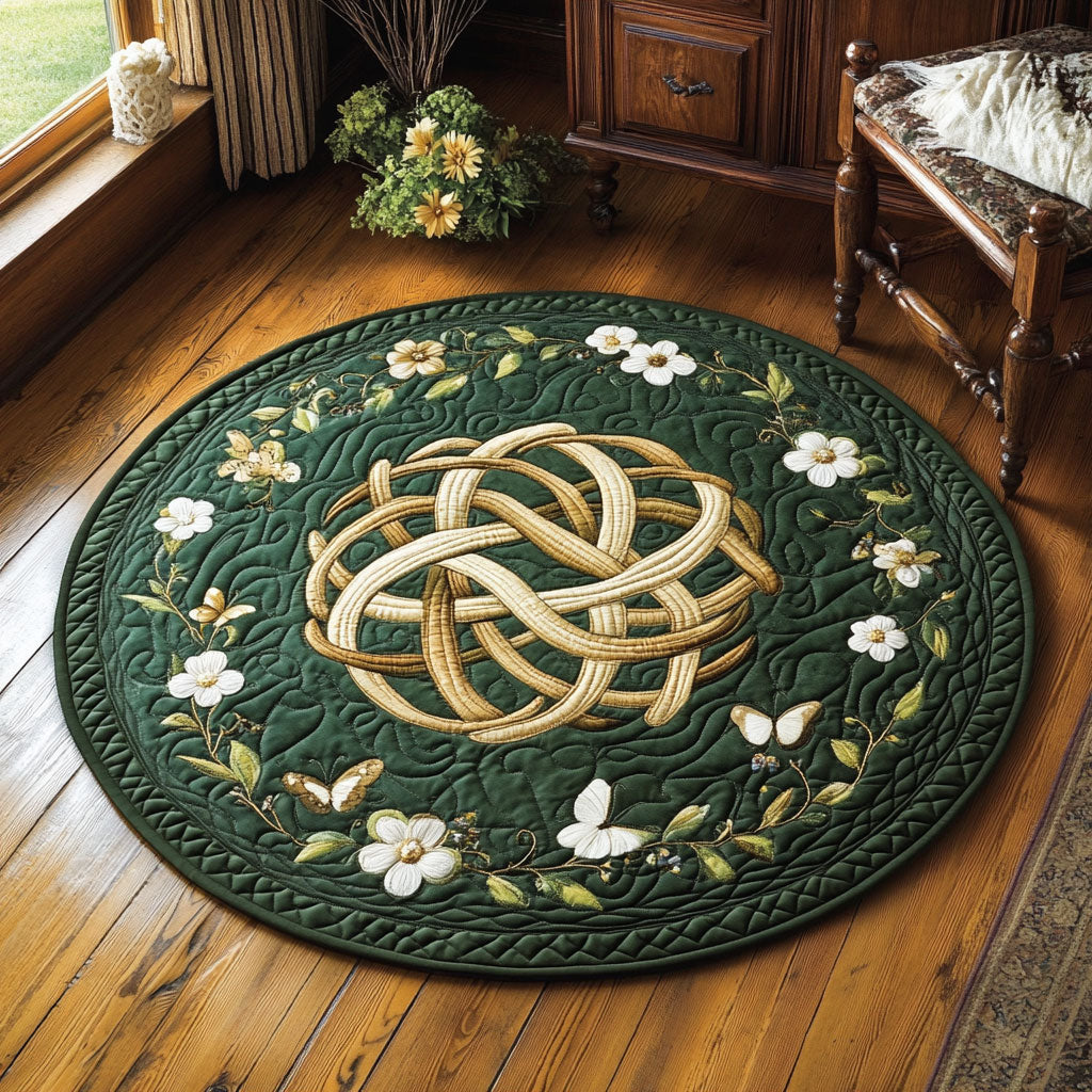 White Flower Celtic WY2203061CL Quilted Round Mat