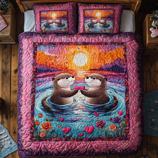 Couple Otter In Sunset WY1701001CL Duvet Cover Set
