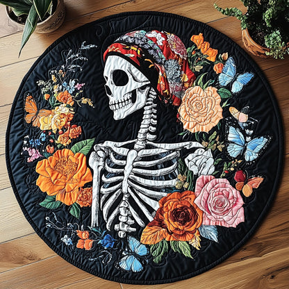 Floral Skull CW1005050CL Quilted Round Mat
