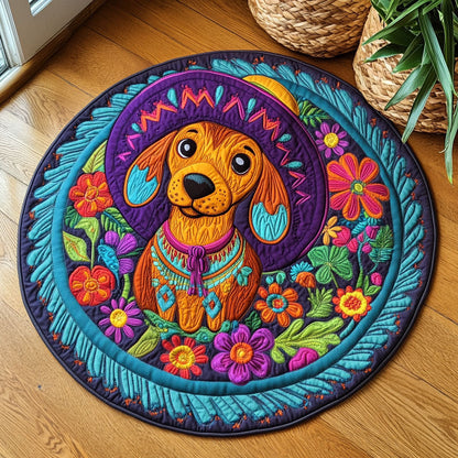 Vibrant Dachshund WX2005047CL Quilted Round Mat