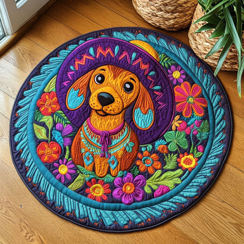 Vibrant Dachshund WX2005047CL Quilted Round Mat