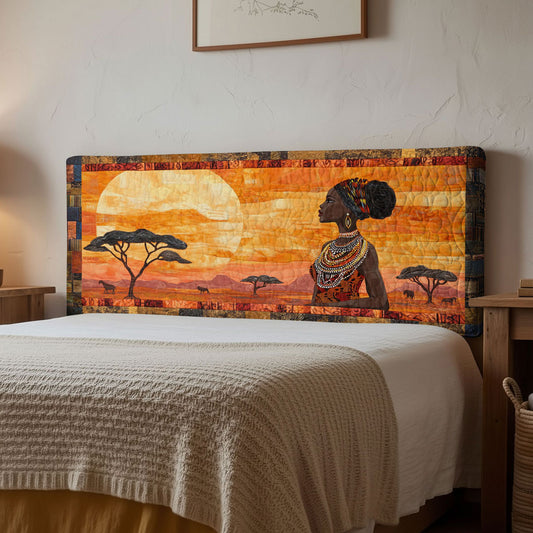 African Women Sunset Soul WN1112137CL Quilted Headboard Slipcover