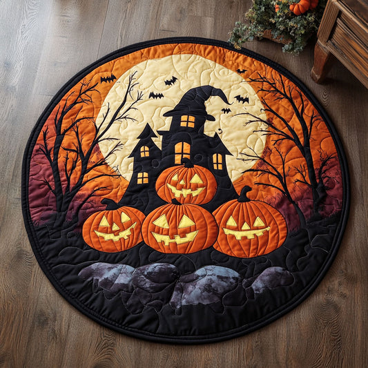 Crimson Pumpkin Night WN0608003CL Quilted Round Mat