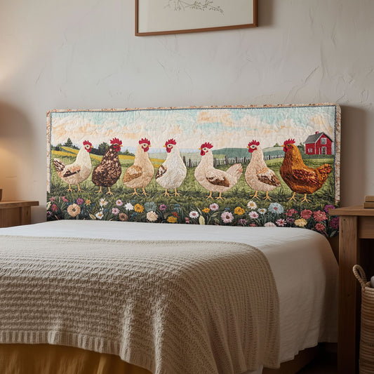 Farmhouse Hen Gathering CW2312013CL Quilted Headboard Slipcover