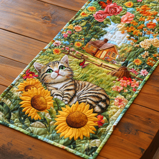 Sunflowers and Purrs WJ0805034CL Quilted Table Runner