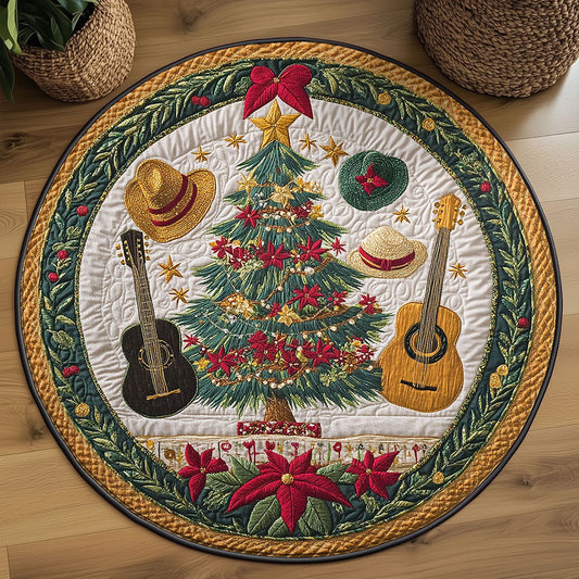 Musical Christmas Tree WN2608066CL Quilted Round Mat