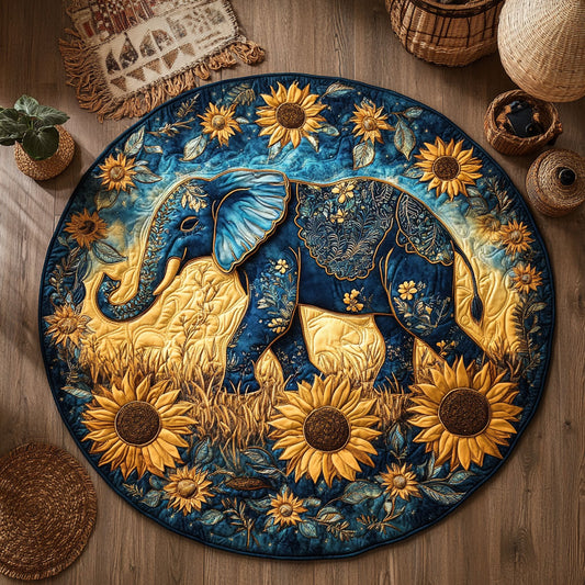 Botanical Elephant WY3006019CL Quilted Round Mat