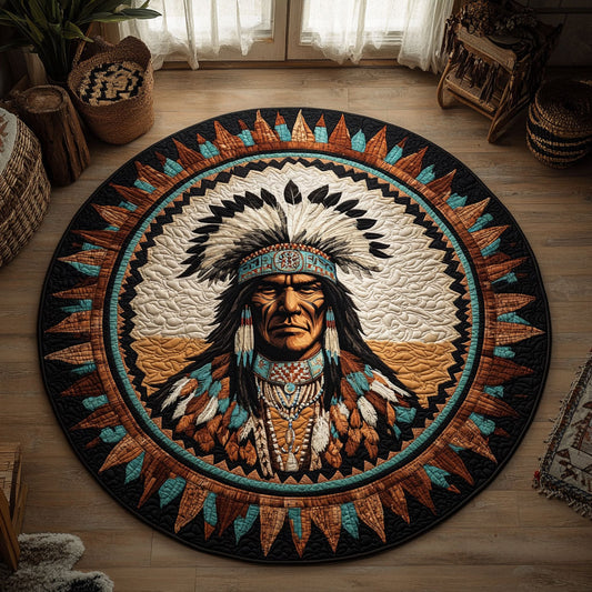 Tribal Chief Medallion WY0107036CL Quilted Round Mat